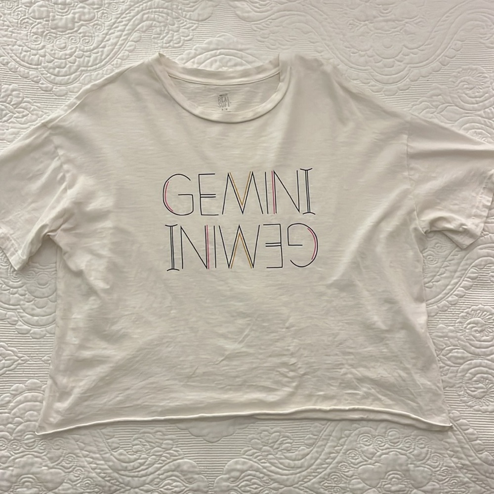 aerie White Gemini Graphic Short Sleeve Tee